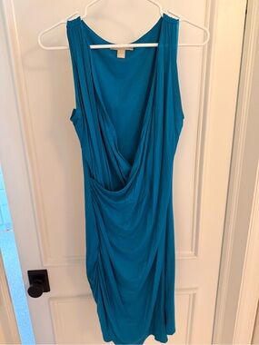 Banana Republic Teal Sleeveless Draped Midi Dress